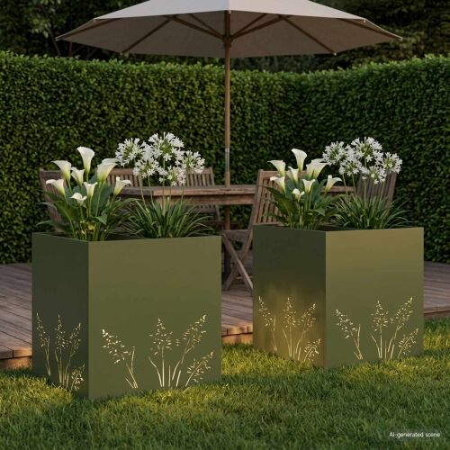 Vrtna saksija 2 kom. Maslinastozelena 50 x 50 x 49 cm - Maslinastozelena 50 x 50 x 49 cm 2 Cijena
