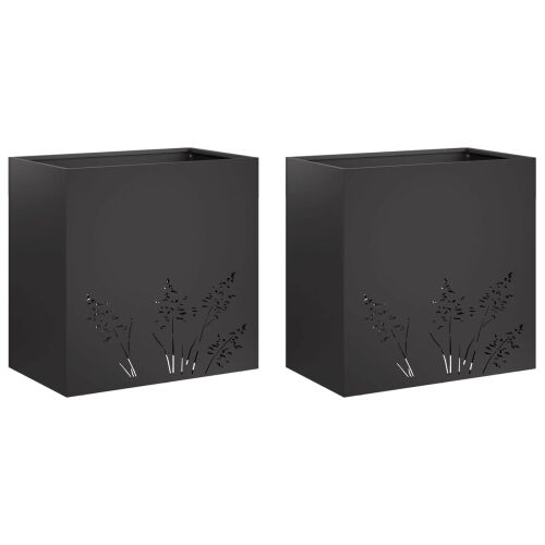 Vrtna saksija 2 kom. Crna 50 x 30 x 49 cm Čelična vrata - Crna 50 x 30 x 49 cm 2 Cijena