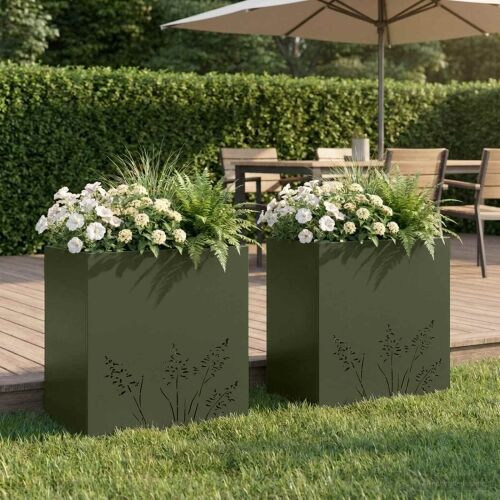 Vrtna saksija 2 kom. Maslinastozelena 50 x 30 x 49 cm - Maslinastozelena 50 x 30 x 49 cm 2 Cijena