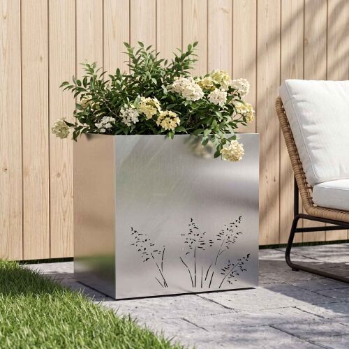 Vrtna saksija Srebrna 50 x 30 x 49 cm Nehrđajući čelik - Nehrđajući čelik 50 x 30 x 49 cm 1 Cijena