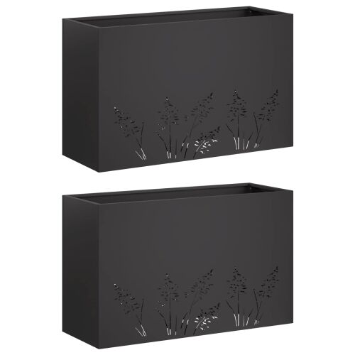 Vrtna saksija 2 kom. Crna 80 x 30 x 49 cm Čelična vrata - Crna 80 x 30 x 49 cm 2 Cijena