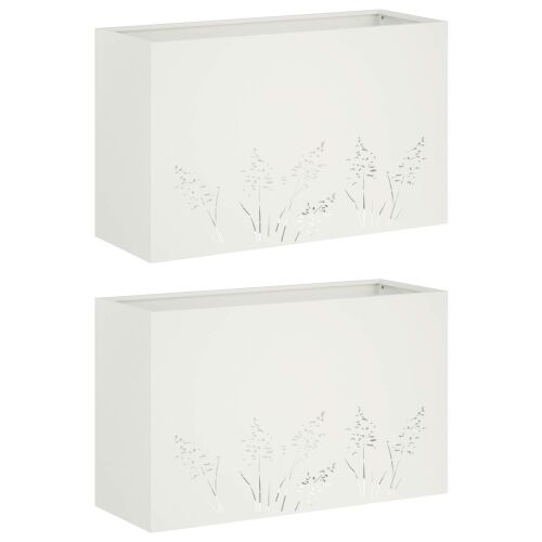 Vrtna saksija 2 kom. Bijela 80 x 30 x 49 cm Čelična vrata - Bijela 80 x 30 x 49 cm 2 Cijena