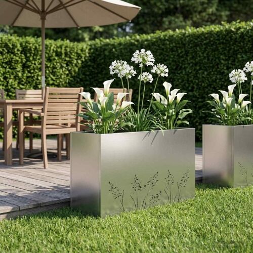 Vrtna saksija Srebrna 80 x 30 x 49 cm Pocinčani čelik - Pocinčani čelik 80 x 30 x 49 cm 1 Cijena