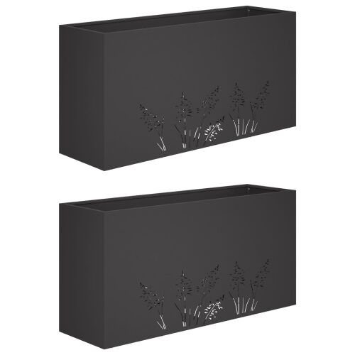 Vrtna saksija 2 kom. Crna 100 x 20 x 49 cm Čelična vrata - Crna 100 x 20 x 49 cm 2 Cijena
