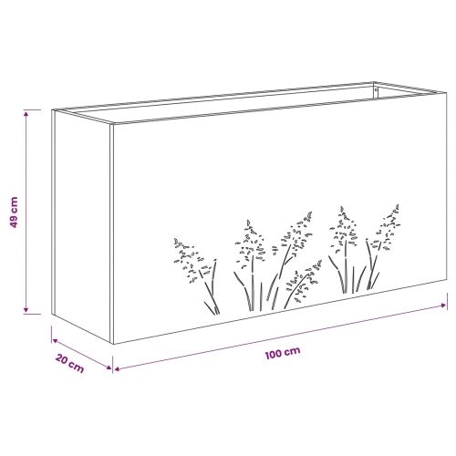 Vrtna saksija Srebrna 100 x 20 x 49 cm Pocinčani čelik - Pocinčani čelik 100 x 20 x 49 cm 1 Cijena