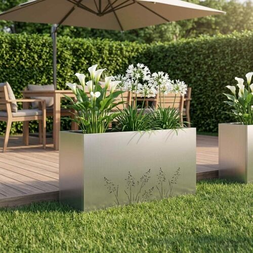 Vrtna saksija Srebrna 100 x 30 x 49 cm Pocinčani čelik - Pocinčani čelik 100 x 30 x 49 cm 1 Cijena