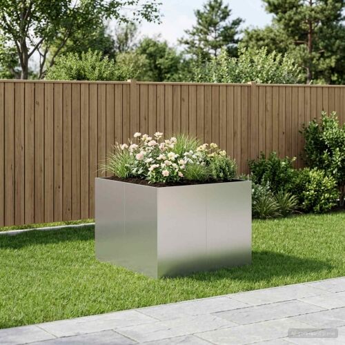 Vrtna saksija Srebrna 80 x 80 x 60 cm Pocinčani čelik - Pocinčani čelik 80 x 80 x 60 cm Cijena