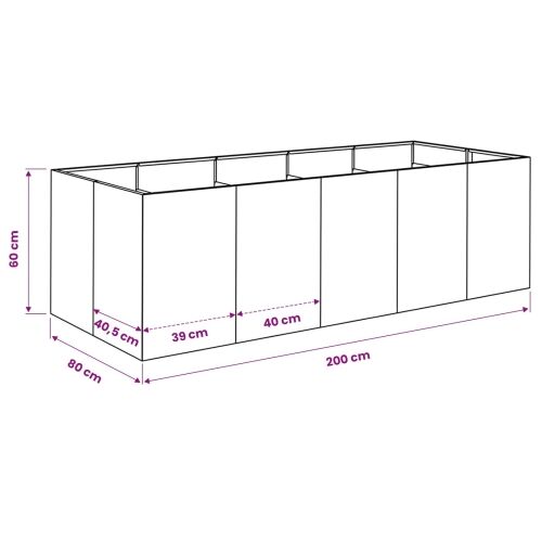 Vrtna saksija Srebrna 200 x 80 x 60 cm Nehrđajući čelik - Nehrđajući čelik 200 x 80 x 60 cm Cijena