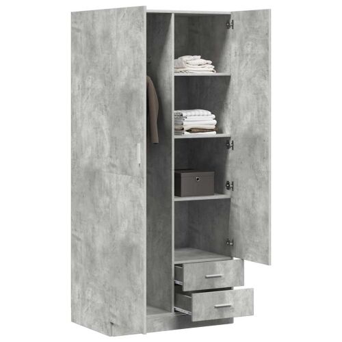 Ormar siva boja betona 80 x 52 x 180 cm od konstruiranog drva - Beton siva 1 1 Cijena