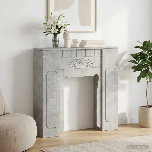 Okvir za kamin Betonska siva 93 x 20 x 89 cm Konstruirano drvo - Betonska siva Cijena