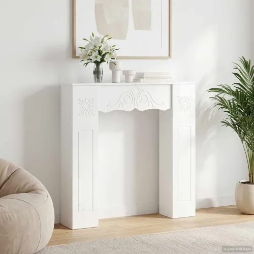Okvir za kamin Bijela visokog sjaja 102 x 20 x 102 cm - Bijela visokog sjaja Cijena