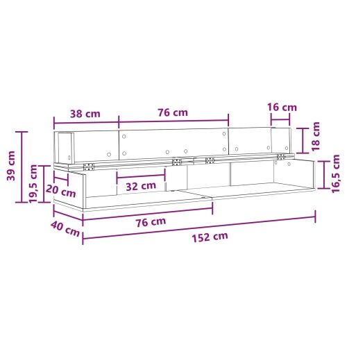 Studio radni stol Siva Sonoma 152 x 40 x 19,5 cm - Siva Sonoma 152 x 40 x 19,5 cm Cijena