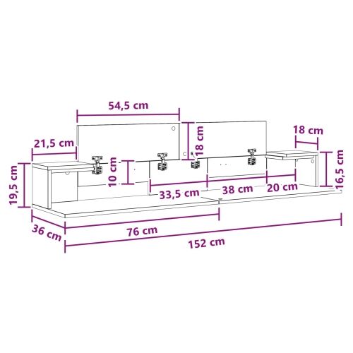 Studio radni stol Siva Sonoma 152 x 36 x 19,5 cm - Siva Sonoma 152 x 36 x 19,5 cm Cijena