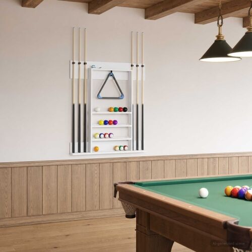 Stalak za bilijarske cueve Konstruirano drvo 93 x 12 x 103 cm - Bijela Cijena