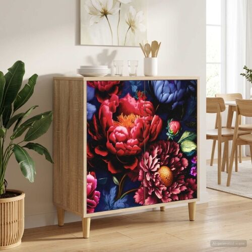Kreveta KIEL Sonoma 69 x 33 x 75 cm Konstruirano drvo - Tamni cvjetni uzorak Cijena