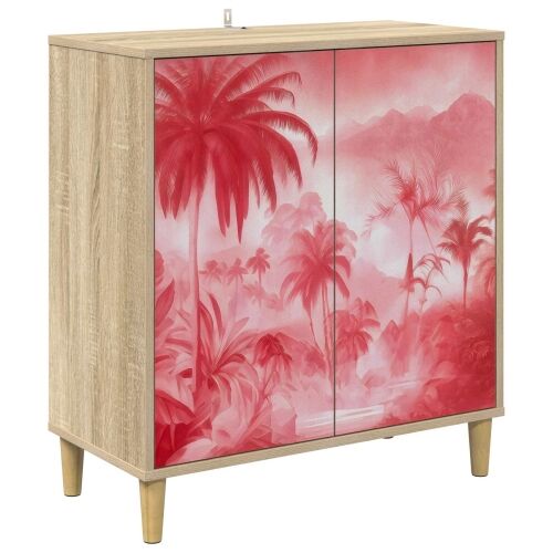 Kreveta AACHEN Sonoma 69 x 33 x 75 cm Konstruirano drvo - Ružičasti uzorak palme Cijena