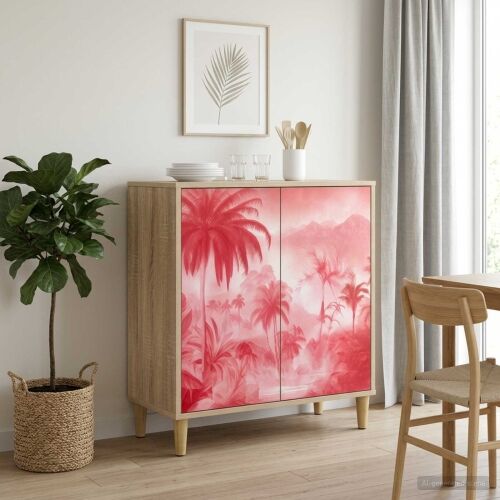 Kreveta AACHEN Sonoma 69 x 33 x 75 cm Konstruirano drvo - Ružičasti uzorak palme Cijena