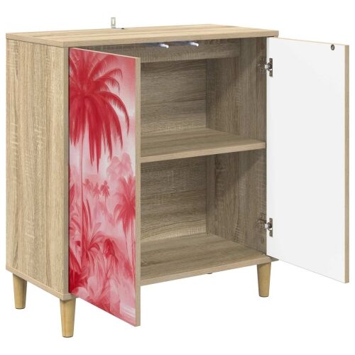 Kreveta AACHEN Sonoma 69 x 33 x 75 cm Konstruirano drvo - Ružičasti uzorak palme Cijena
