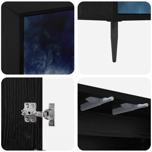 Kreveta RAALTE Crni hrast 69 x 33 x 76 cm Konstruirano drvo - Plavi mramorni uzorak Cijena