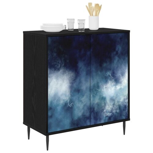 Kreveta RAALTE Crni hrast 69 x 33 x 76 cm Konstruirano drvo - Plavi mramorni uzorak Cijena