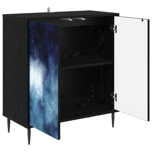 Kreveta RAALTE Crni hrast 69 x 33 x 76 cm Konstruirano drvo - Plavi mramorni uzorak Cijena