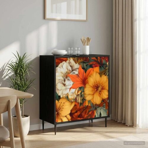 Kreveta GENNEP Crni hrast 69 x 33 x 76 cm Konstruirano drvo - Print ljiljana Cijena