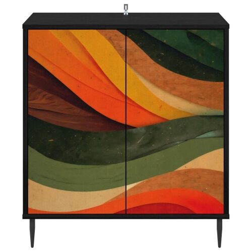 Kreveta BONN Crni hrast 69 x 33 x 76 cm Konstruirano drvo - Retro valni uzorak Cijena