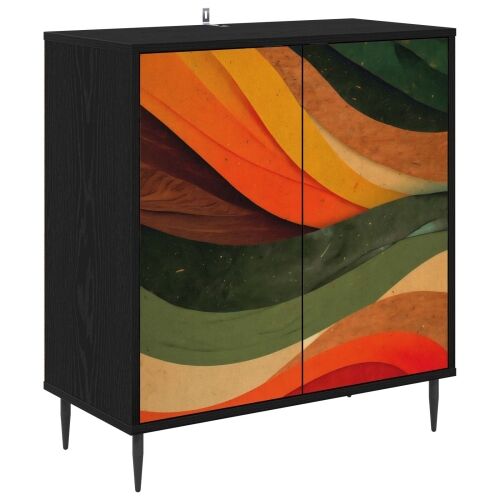 Kreveta BONN Crni hrast 69 x 33 x 76 cm Konstruirano drvo - Retro valni uzorak Cijena