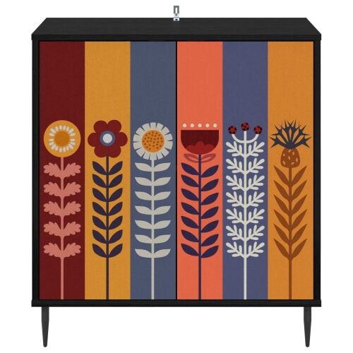 Kreveta ESSEN Crni hrast 69 x 33 x 76 cm Konstruirano drvo - Uzorak suncokreta Cijena