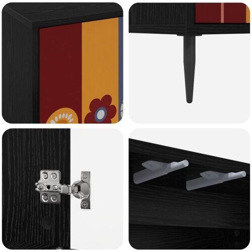 Kreveta ESSEN Crni hrast 69 x 33 x 76 cm Konstruirano drvo - Uzorak suncokreta Cijena