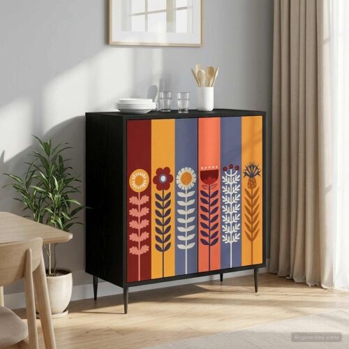Kreveta ESSEN Crni hrast 69 x 33 x 76 cm Konstruirano drvo - Uzorak suncokreta Cijena