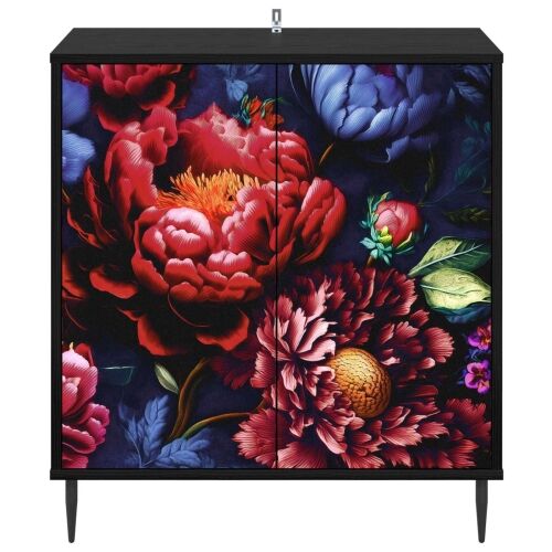 Kreveta KIEL Crni hrast 69 x 33 x 76 cm Konstruirano drvo - Tamni cvjetni uzorak Cijena