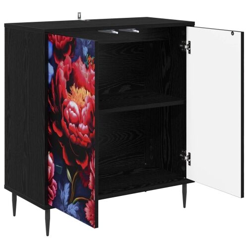 Kreveta KIEL Crni hrast 69 x 33 x 76 cm Konstruirano drvo - Tamni cvjetni uzorak Cijena