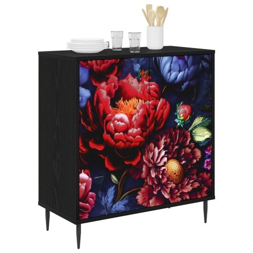 Kreveta KIEL Crni hrast 69 x 33 x 76 cm Konstruirano drvo - Tamni cvjetni uzorak Cijena