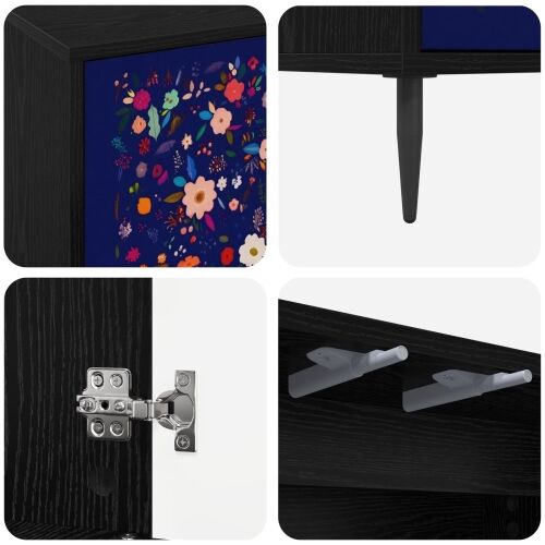 Kreveta MAINZ Crni hrast 69 x 33 x 76 cm Konstruirano drvo - Cvjetni uzorak Cijena