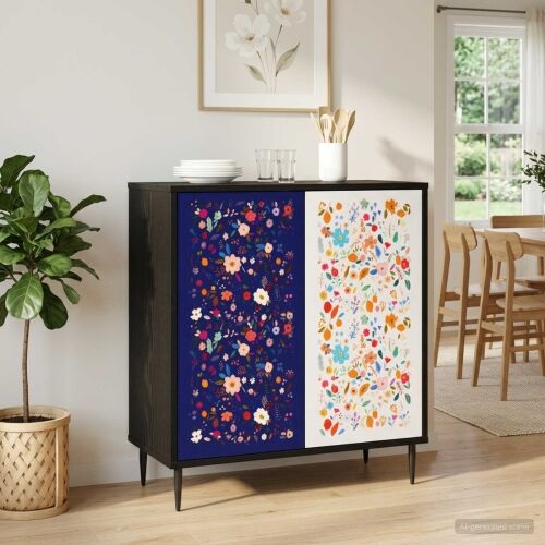 Kreveta MAINZ Crni hrast 69 x 33 x 76 cm Konstruirano drvo - Cvjetni uzorak Cijena