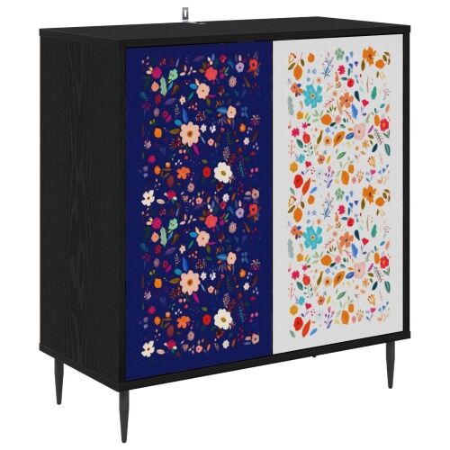 Kreveta MAINZ Crni hrast 69 x 33 x 76 cm Konstruirano drvo - Cvjetni uzorak Cijena
