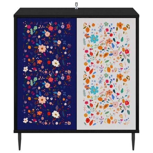 Kreveta MAINZ Crni hrast 69 x 33 x 76 cm Konstruirano drvo - Cvjetni uzorak Cijena