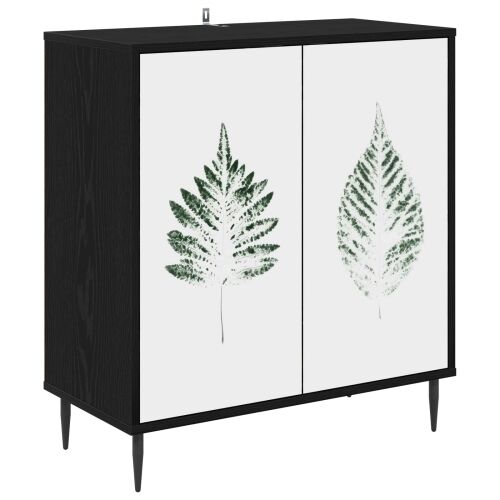 Kreveta HANAU Crni hrast 69 x 33 x 76 cm Konstruirano drvo - Zeleni uzorak lišća Cijena