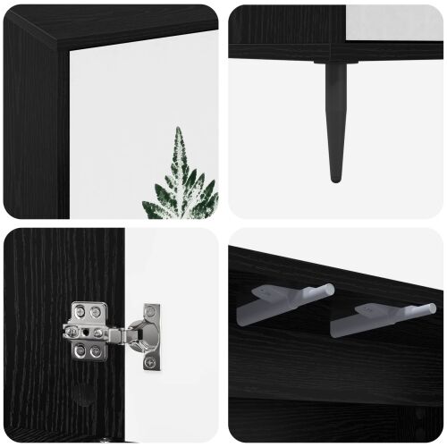 Kreveta HANAU Crni hrast 69 x 33 x 76 cm Konstruirano drvo - Zeleni uzorak lišća Cijena