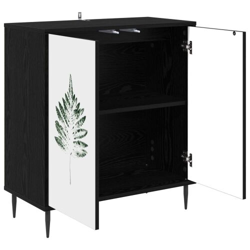 Kreveta HANAU Crni hrast 69 x 33 x 76 cm Konstruirano drvo - Zeleni uzorak lišća Cijena