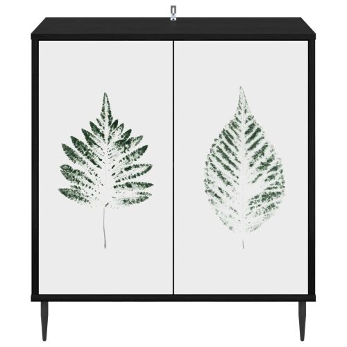 Kreveta HANAU Crni hrast 69 x 33 x 76 cm Konstruirano drvo - Zeleni uzorak lišća Cijena