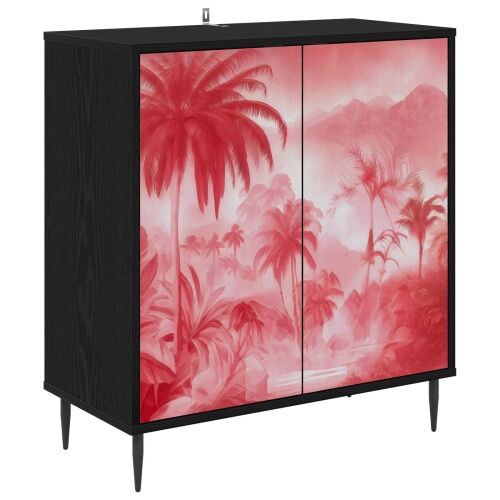 Kreveta AACHEN Crni hrast 69 x 33 x 76 cm Konstruirano drvo - Ružičasti uzorak palme Cijena
