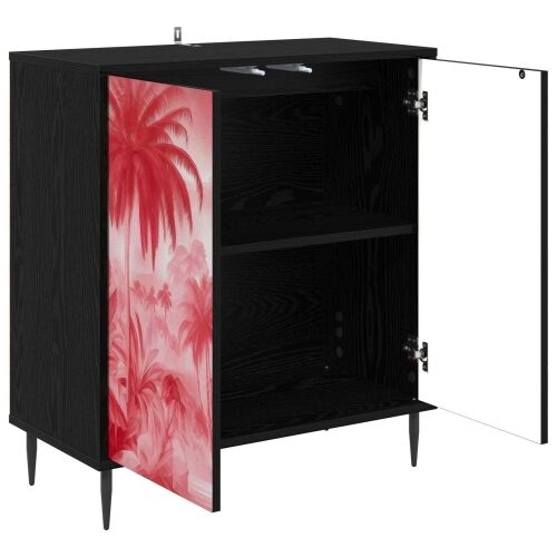 Kreveta AACHEN Crni hrast 69 x 33 x 76 cm Konstruirano drvo - Ružičasti uzorak palme Cijena