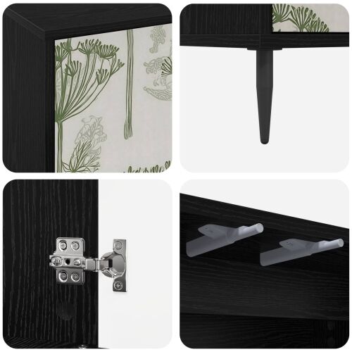 Kreveta GOTHA Crni hrast 69 x 33 x 76 cm Konstruirano drvo - Zeleni uzorak drveta Cijena