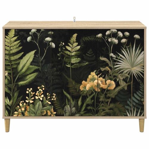 Kreveta RHENEN Sonoma 102 x 33 x 75 cm Konstruirano drvo - Tropski uzorak džungle Cijena