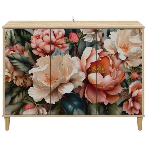 Kreveta BORNE Sonoma 102 x 33 x 75 cm Konstruirano drvo - Print lagane peonije Cijena