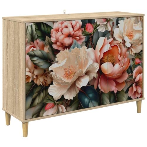 Kreveta BORNE Sonoma 102 x 33 x 75 cm Konstruirano drvo - Print lagane peonije Cijena