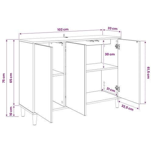 Kreveta BONN Sonoma 102 x 33 x 75 cm Konstruirano drvo - Retro valni uzorak Cijena