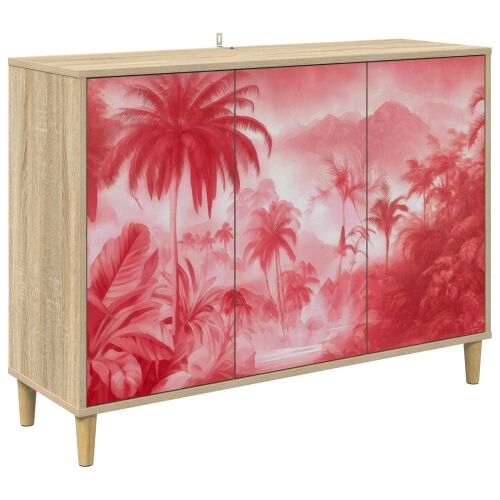 Kreveta AACHEN Sonoma 102 x 33 x 75 cm Konstruirano drvo - Ružičasti uzorak palme Cijena